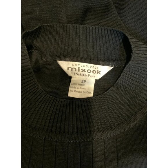 Exclusively Misook Black Thin Knit Mock Neck Sleeveless Top, Size 2P - Picture 5 of 5